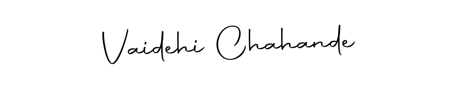 How to make Vaidehi Chahande name signature. Use Autography-DOLnW style for creating short signs online. This is the latest handwritten sign. Vaidehi Chahande signature style 10 images and pictures png