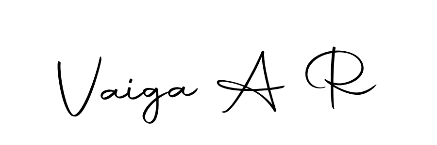 How to make Vaiga A R name signature. Use Autography-DOLnW style for creating short signs online. This is the latest handwritten sign. Vaiga A R signature style 10 images and pictures png
