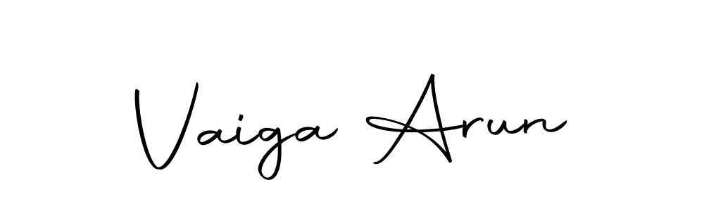 How to make Vaiga Arun name signature. Use Autography-DOLnW style for creating short signs online. This is the latest handwritten sign. Vaiga Arun signature style 10 images and pictures png