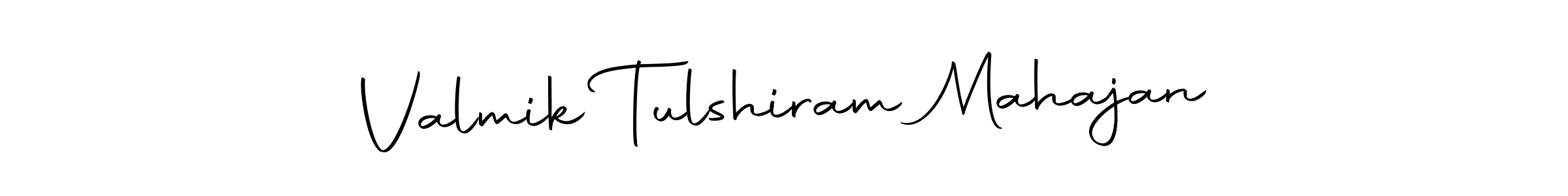 How to make Valmik Tulshiram Mahajan name signature. Use Autography-DOLnW style for creating short signs online. This is the latest handwritten sign. Valmik Tulshiram Mahajan signature style 10 images and pictures png