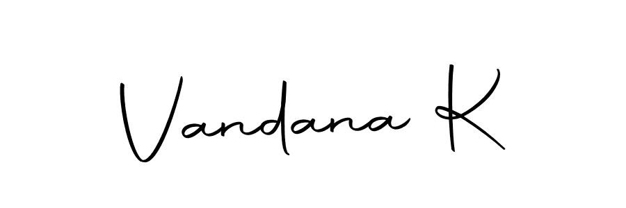 Design your own signature with our free online signature maker. With this signature software, you can create a handwritten (Autography-DOLnW) signature for name Vandana K. Vandana K signature style 10 images and pictures png