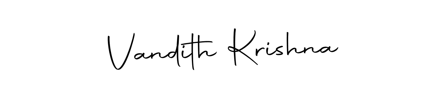 How to make Vandith Krishna name signature. Use Autography-DOLnW style for creating short signs online. This is the latest handwritten sign. Vandith Krishna signature style 10 images and pictures png