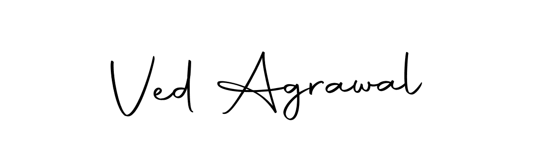 How to make Ved Agrawal name signature. Use Autography-DOLnW style for creating short signs online. This is the latest handwritten sign. Ved Agrawal signature style 10 images and pictures png
