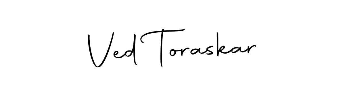 How to make Ved Toraskar name signature. Use Autography-DOLnW style for creating short signs online. This is the latest handwritten sign. Ved Toraskar signature style 10 images and pictures png