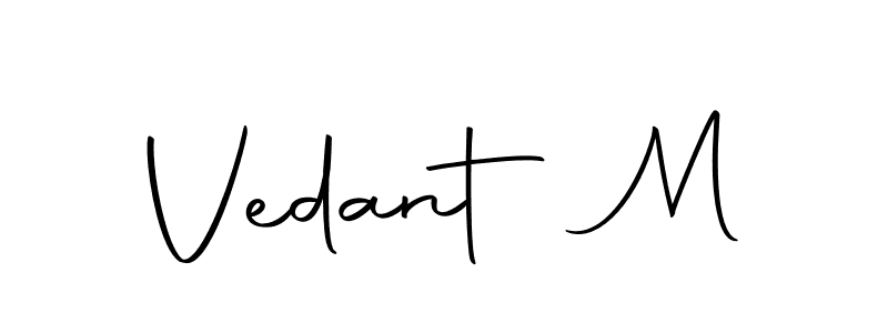 Use a signature maker to create a handwritten signature online. With this signature software, you can design (Autography-DOLnW) your own signature for name Vedant M. Vedant M signature style 10 images and pictures png