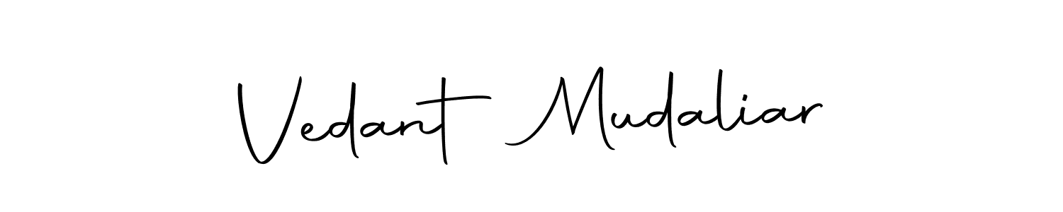 How to make Vedant Mudaliar name signature. Use Autography-DOLnW style for creating short signs online. This is the latest handwritten sign. Vedant Mudaliar signature style 10 images and pictures png