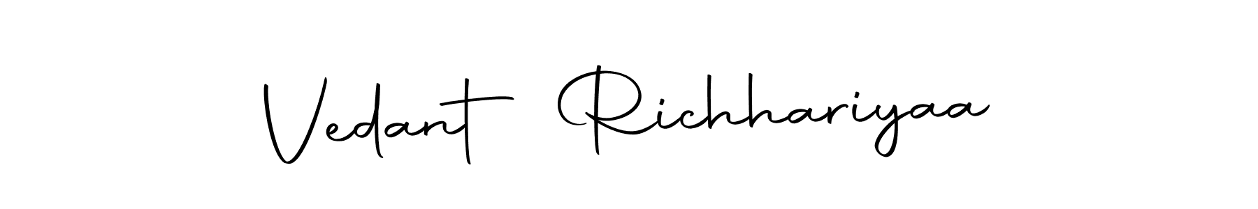 The best way (Autography-DOLnW) to make a short signature is to pick only two or three words in your name. The name Vedant Richhariyaa include a total of six letters. For converting this name. Vedant Richhariyaa signature style 10 images and pictures png