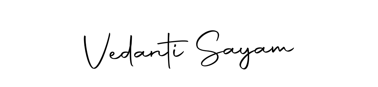 How to make Vedanti Sayam name signature. Use Autography-DOLnW style for creating short signs online. This is the latest handwritten sign. Vedanti Sayam signature style 10 images and pictures png