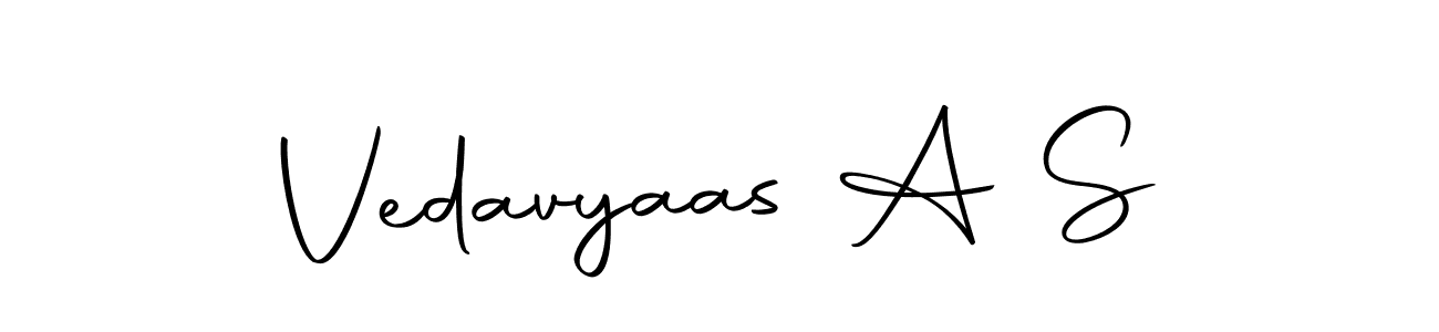 You can use this online signature creator to create a handwritten signature for the name Vedavyaas A S. This is the best online autograph maker. Vedavyaas A S signature style 10 images and pictures png