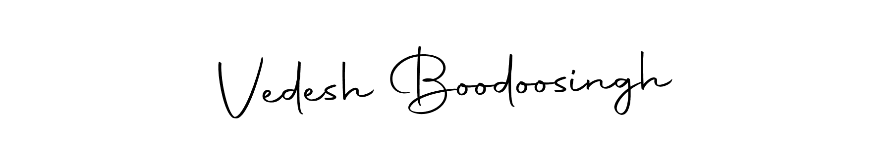 How to make Vedesh Boodoosingh name signature. Use Autography-DOLnW style for creating short signs online. This is the latest handwritten sign. Vedesh Boodoosingh signature style 10 images and pictures png