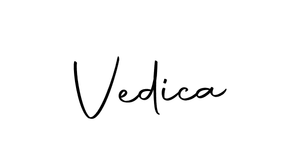 Create a beautiful signature design for name Vedica. With this signature (Autography-DOLnW) fonts, you can make a handwritten signature for free. Vedica signature style 10 images and pictures png