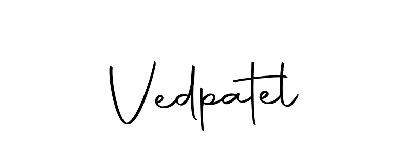 Create a beautiful signature design for name Vedpatel. With this signature (Autography-DOLnW) fonts, you can make a handwritten signature for free. Vedpatel signature style 10 images and pictures png