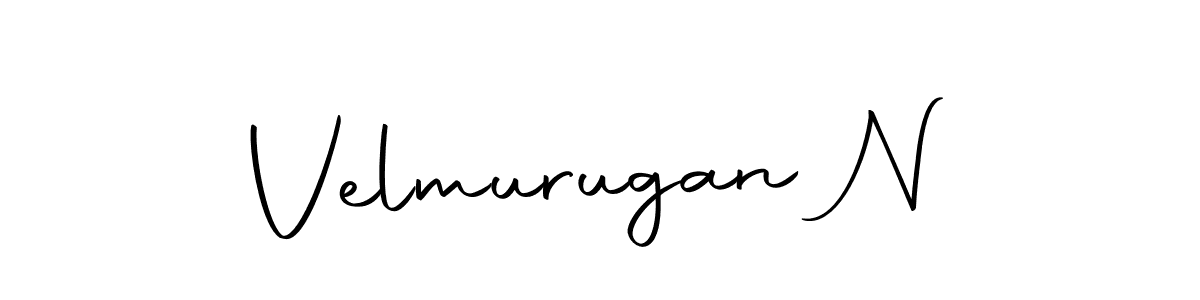 How to make Velmurugan N name signature. Use Autography-DOLnW style for creating short signs online. This is the latest handwritten sign. Velmurugan N signature style 10 images and pictures png
