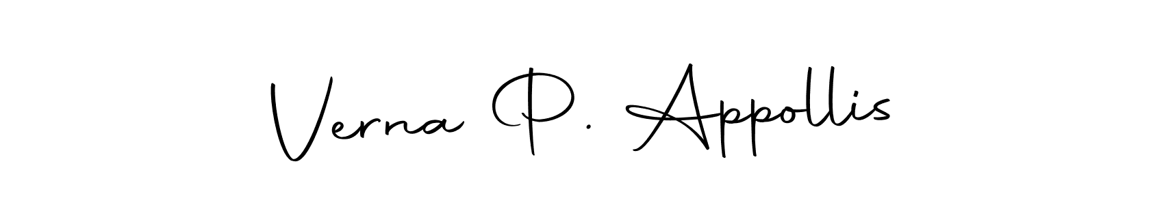 Use a signature maker to create a handwritten signature online. With this signature software, you can design (Autography-DOLnW) your own signature for name Verna P. Appollis. Verna P. Appollis signature style 10 images and pictures png