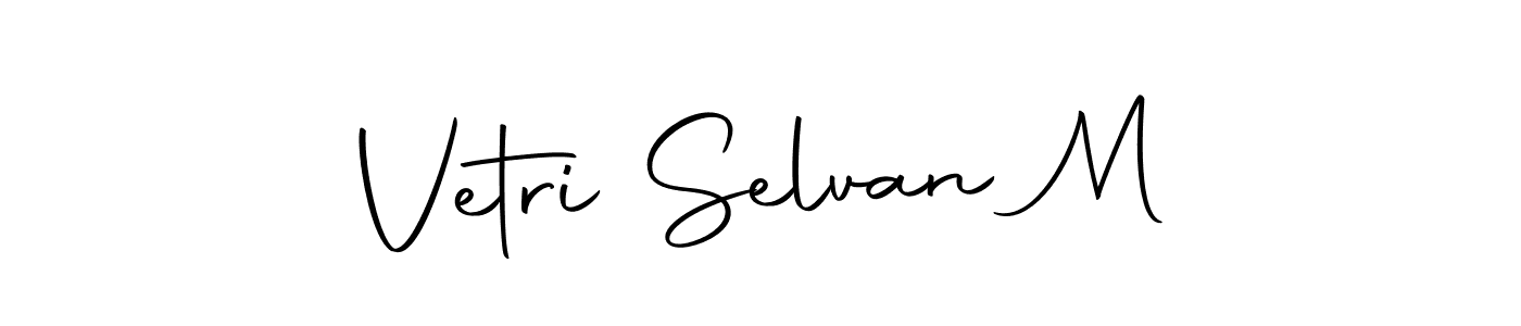 The best way (Autography-DOLnW) to make a short signature is to pick only two or three words in your name. The name Vetri Selvan M include a total of six letters. For converting this name. Vetri Selvan M signature style 10 images and pictures png
