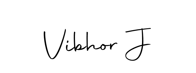 How to make Vibhor J name signature. Use Autography-DOLnW style for creating short signs online. This is the latest handwritten sign. Vibhor J signature style 10 images and pictures png