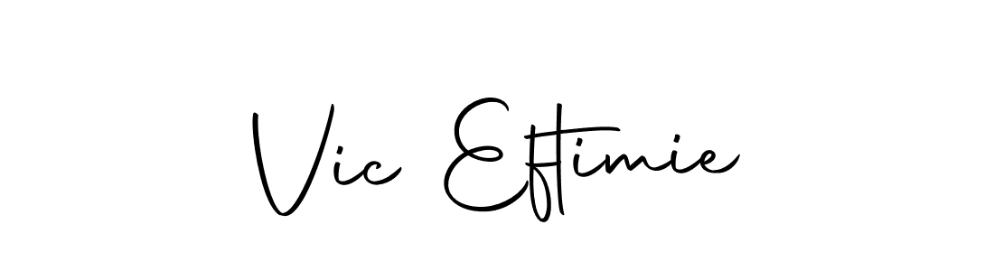 How to make Vic Eftimie name signature. Use Autography-DOLnW style for creating short signs online. This is the latest handwritten sign. Vic Eftimie signature style 10 images and pictures png