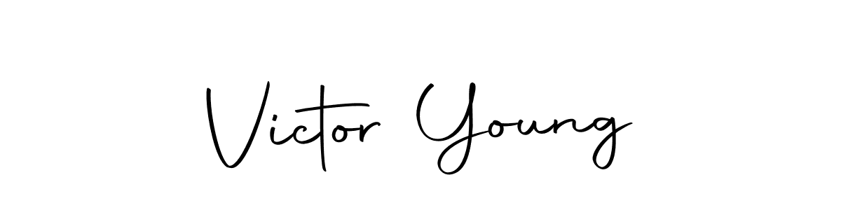 How to make Victor Young name signature. Use Autography-DOLnW style for creating short signs online. This is the latest handwritten sign. Victor Young signature style 10 images and pictures png