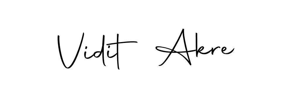 How to make Vidit Akre name signature. Use Autography-DOLnW style for creating short signs online. This is the latest handwritten sign. Vidit Akre signature style 10 images and pictures png