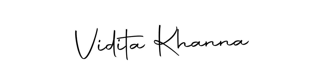 How to make Vidita Khanna name signature. Use Autography-DOLnW style for creating short signs online. This is the latest handwritten sign. Vidita Khanna signature style 10 images and pictures png