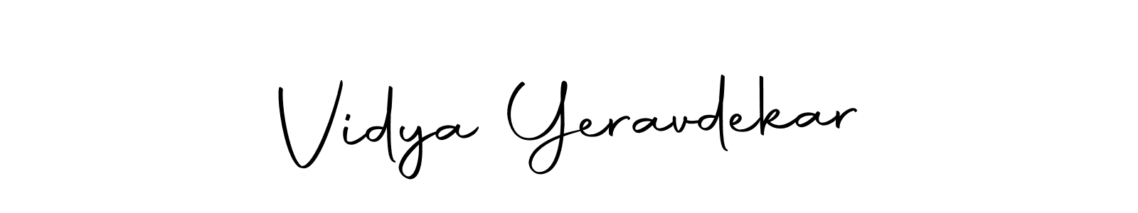 How to make Vidya Yeravdekar name signature. Use Autography-DOLnW style for creating short signs online. This is the latest handwritten sign. Vidya Yeravdekar signature style 10 images and pictures png