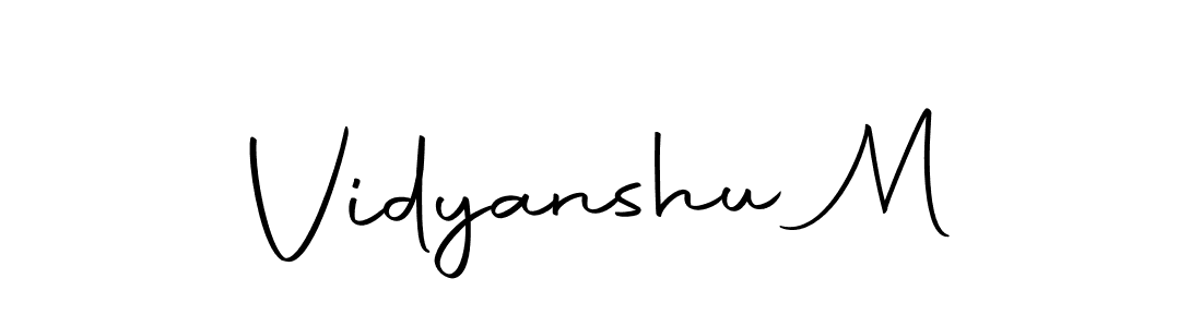 How to make Vidyanshu M name signature. Use Autography-DOLnW style for creating short signs online. This is the latest handwritten sign. Vidyanshu M signature style 10 images and pictures png