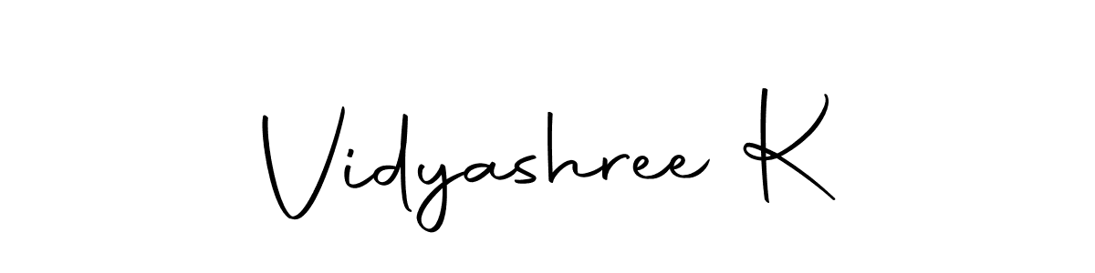 How to make Vidyashree K name signature. Use Autography-DOLnW style for creating short signs online. This is the latest handwritten sign. Vidyashree K signature style 10 images and pictures png
