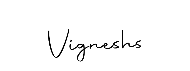 How to make Vigneshs name signature. Use Autography-DOLnW style for creating short signs online. This is the latest handwritten sign. Vigneshs signature style 10 images and pictures png