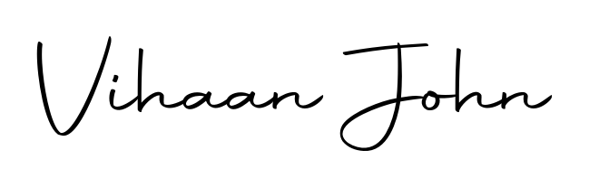 The Autography-DOLnW typeface gives name Vihaan John a refined look. Suitable for certificates, diplomas, and official verification. Vihaan John signature style 10 images and pictures png