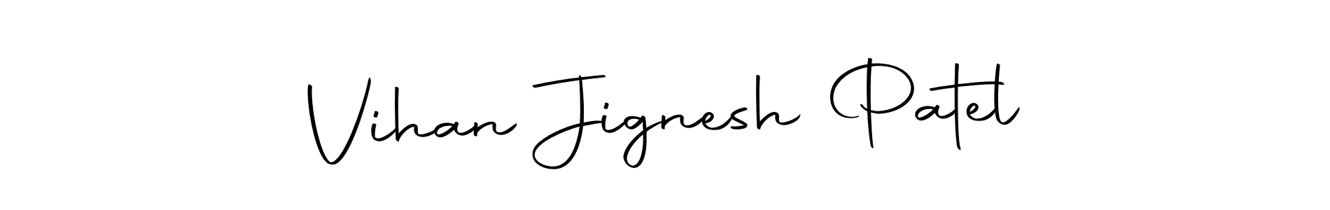 How to make Vihan Jignesh Patel name signature. Use Autography-DOLnW style for creating short signs online. This is the latest handwritten sign. Vihan Jignesh Patel signature style 10 images and pictures png