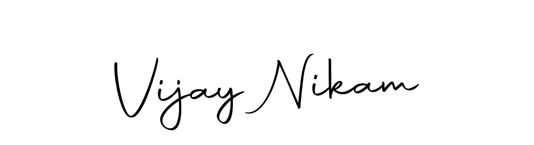 How to make Vijay Nikam name signature. Use Autography-DOLnW style for creating short signs online. This is the latest handwritten sign. Vijay Nikam signature style 10 images and pictures png