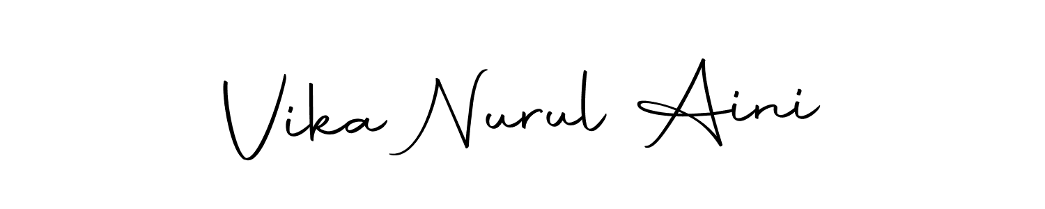 This is the best signature style for the Vika Nurul Aini name. Also you like these signature font (Autography-DOLnW). Mix name signature. Vika Nurul Aini signature style 10 images and pictures png