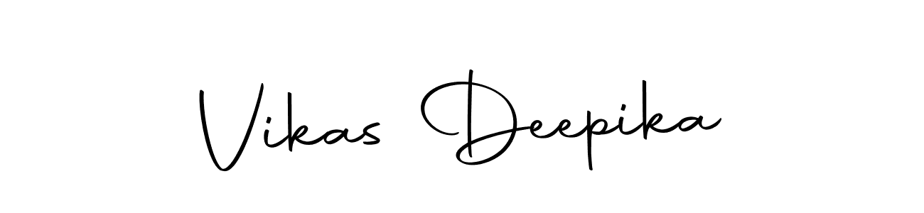 How to make Vikas Deepika name signature. Use Autography-DOLnW style for creating short signs online. This is the latest handwritten sign. Vikas Deepika signature style 10 images and pictures png