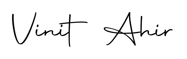 Personalize your online presence with Vinit Ahir signature rendered in elegant Autography-DOLnW font. Great for website footers and blogs. Vinit Ahir signature style 10 images and pictures png