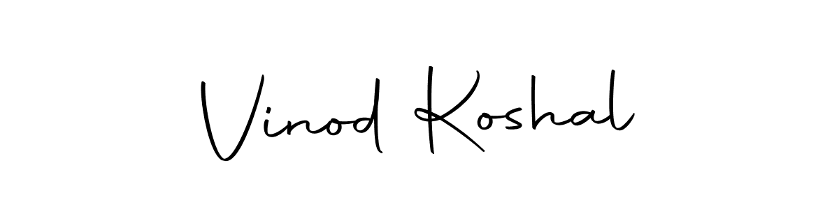 How to make Vinod Koshal name signature. Use Autography-DOLnW style for creating short signs online. This is the latest handwritten sign. Vinod Koshal signature style 10 images and pictures png