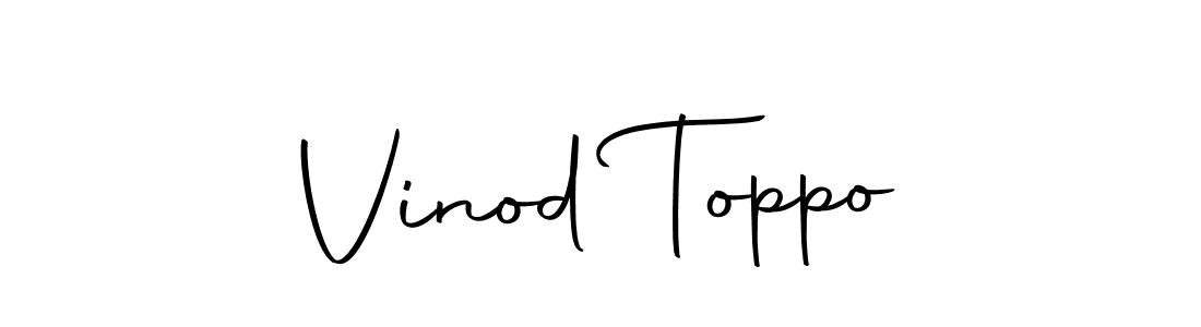 How to make Vinod Toppo name signature. Use Autography-DOLnW style for creating short signs online. This is the latest handwritten sign. Vinod Toppo signature style 10 images and pictures png