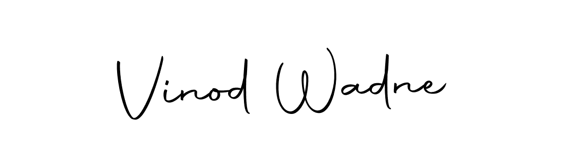 How to make Vinod Wadne name signature. Use Autography-DOLnW style for creating short signs online. This is the latest handwritten sign. Vinod Wadne signature style 10 images and pictures png