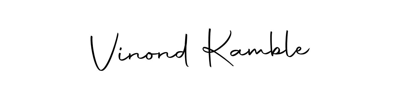 How to make Vinond Kamble name signature. Use Autography-DOLnW style for creating short signs online. This is the latest handwritten sign. Vinond Kamble signature style 10 images and pictures png