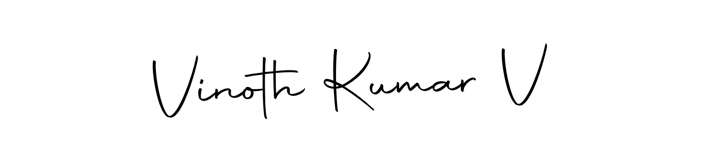 How to make Vinoth Kumar V name signature. Use Autography-DOLnW style for creating short signs online. This is the latest handwritten sign. Vinoth Kumar V signature style 10 images and pictures png