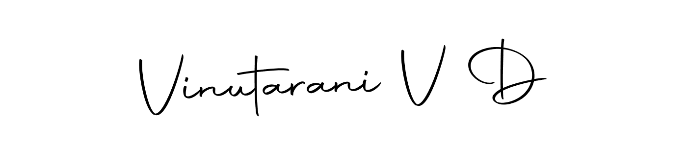 The best way (Autography-DOLnW) to make a short signature is to pick only two or three words in your name. The name Vinutarani V D include a total of six letters. For converting this name. Vinutarani V D signature style 10 images and pictures png