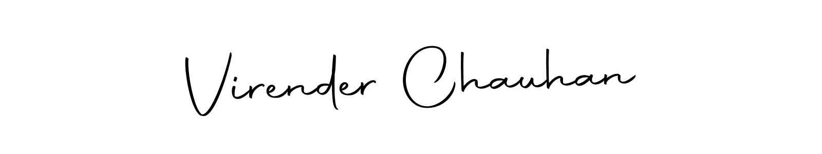 How to make Virender Chauhan name signature. Use Autography-DOLnW style for creating short signs online. This is the latest handwritten sign. Virender Chauhan signature style 10 images and pictures png