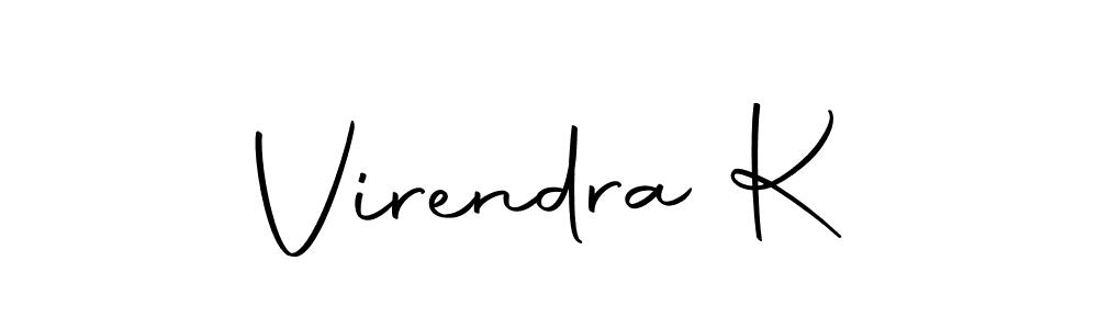 Create a beautiful signature design for name Virendra K. With this signature (Autography-DOLnW) fonts, you can make a handwritten signature for free. Virendra K signature style 10 images and pictures png
