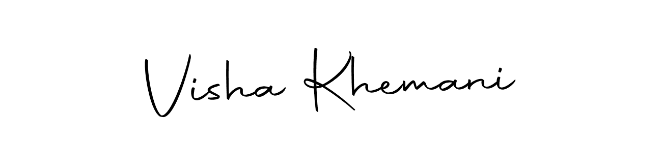 You should practise on your own different ways (Autography-DOLnW) to write your name (Visha Khemani) in signature. don't let someone else do it for you. Visha Khemani signature style 10 images and pictures png