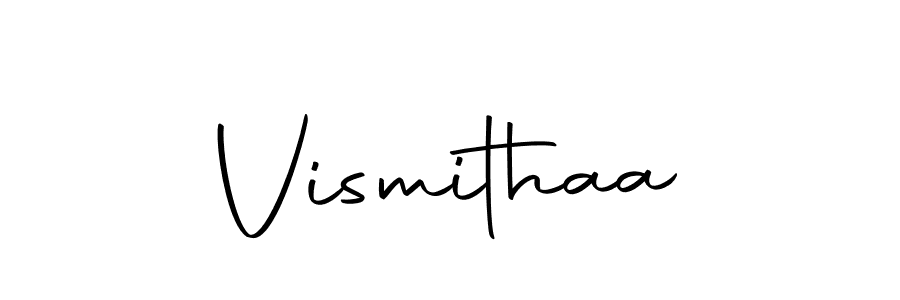 Create a beautiful signature design for name Vismithaa. With this signature (Autography-DOLnW) fonts, you can make a handwritten signature for free. Vismithaa signature style 10 images and pictures png