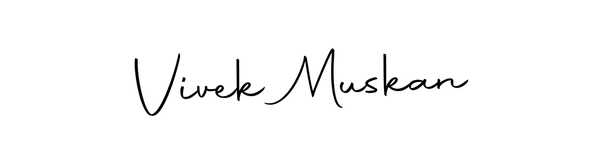 How to make Vivek Muskan name signature. Use Autography-DOLnW style for creating short signs online. This is the latest handwritten sign. Vivek Muskan signature style 10 images and pictures png