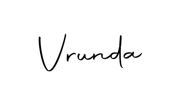 How to make Vrunda name signature. Use Autography-DOLnW style for creating short signs online. This is the latest handwritten sign. Vrunda signature style 10 images and pictures png