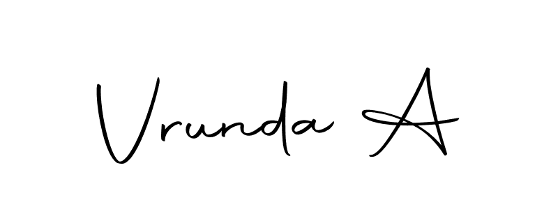 Here are the top 10 professional signature styles for the name Vrunda A. These are the best autograph styles you can use for your name. Vrunda A signature style 10 images and pictures png