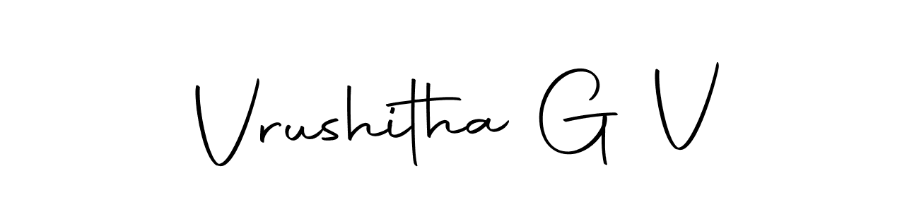 Use a signature maker to create a handwritten signature online. With this signature software, you can design (Autography-DOLnW) your own signature for name Vrushitha G V. Vrushitha G V signature style 10 images and pictures png