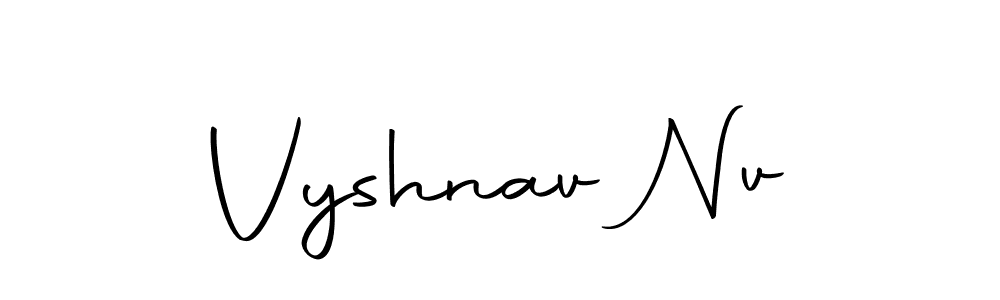 How to make Vyshnav Nv name signature. Use Autography-DOLnW style for creating short signs online. This is the latest handwritten sign. Vyshnav Nv signature style 10 images and pictures png