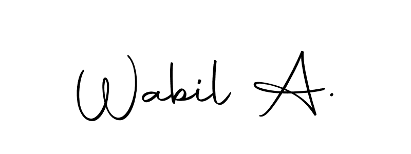 How to make Wabil A. name signature. Use Autography-DOLnW style for creating short signs online. This is the latest handwritten sign. Wabil A. signature style 10 images and pictures png